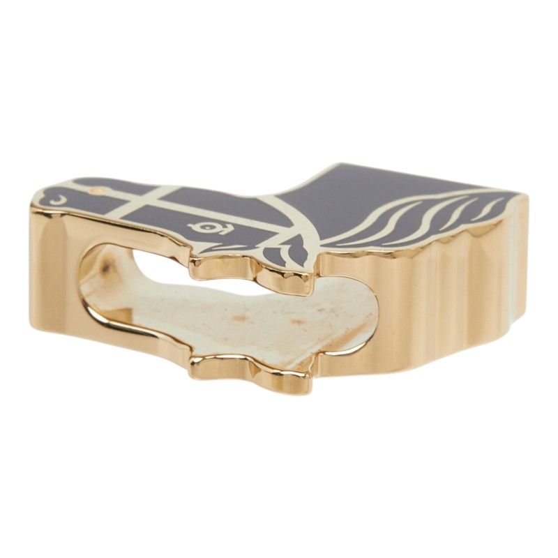 Hermes Twilly Ring Quadrige Horse Motif Scarf Gold Black Plated — view 3