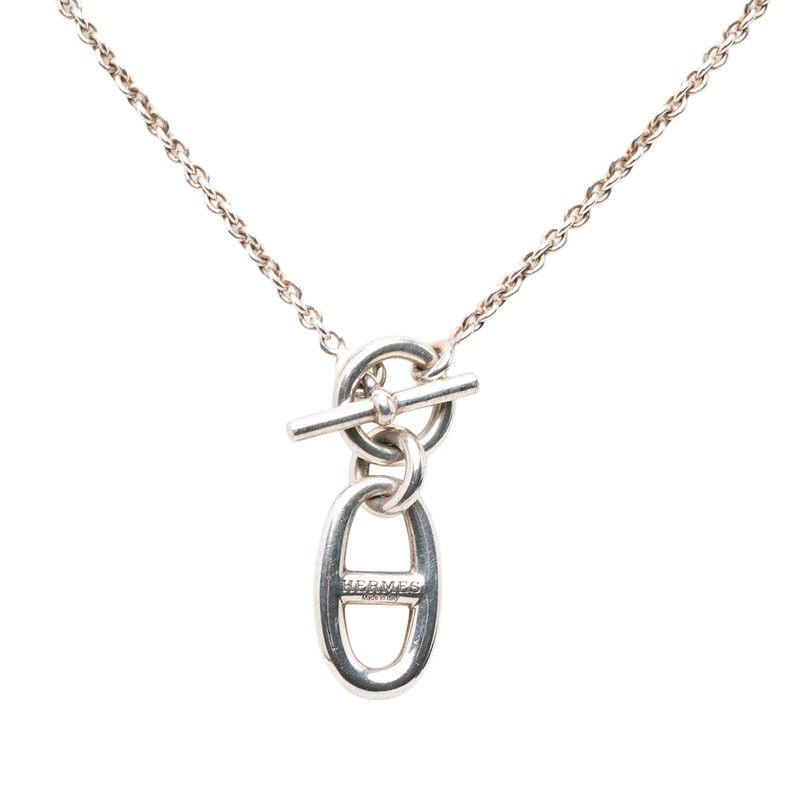 Hermes Chaine D'ancre Amulette Necklace Silver
