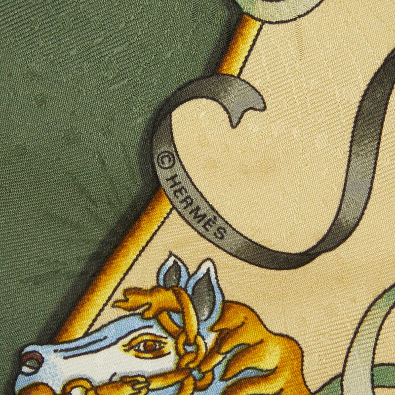 Hermes Carre 90 Luna Park Amusement Scarf Large Green Multicolor Silk — view 2