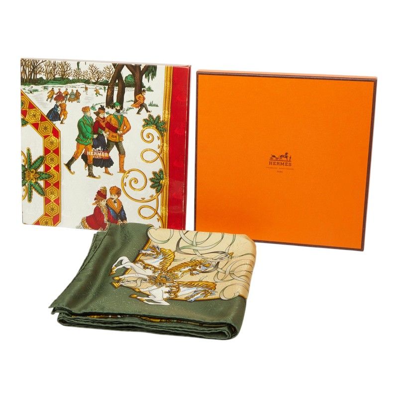 Hermes Carre 90 Luna Park Amusement Scarf Large Green Multicolor Silk — view 5