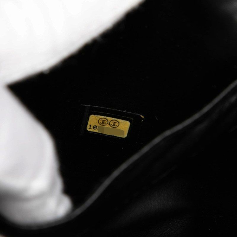 Chanel CC Logo Vanity Bag Handbag Black Gold Caviar Leather — view 6