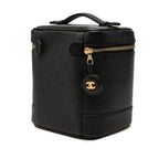 Chanel CC Logo Vanity Bag Handbag Black Gold Caviar Leather — view 2