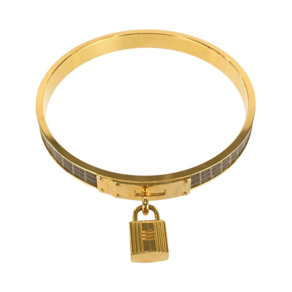Hermes Kelly Bangle Bracelet Gold Plated Leather