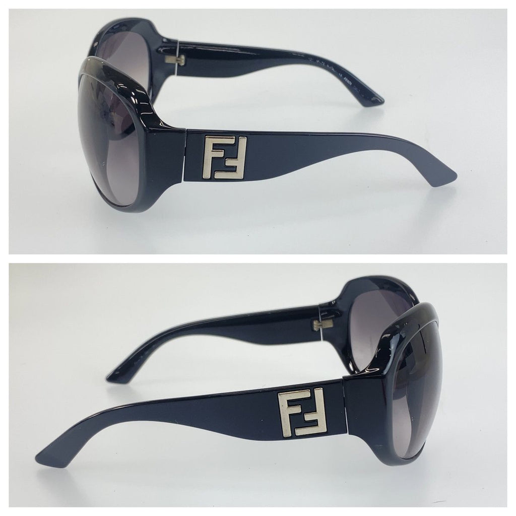 Fendi FF Logo Sunglasses Black Silver Acetate Eyewear — view 7