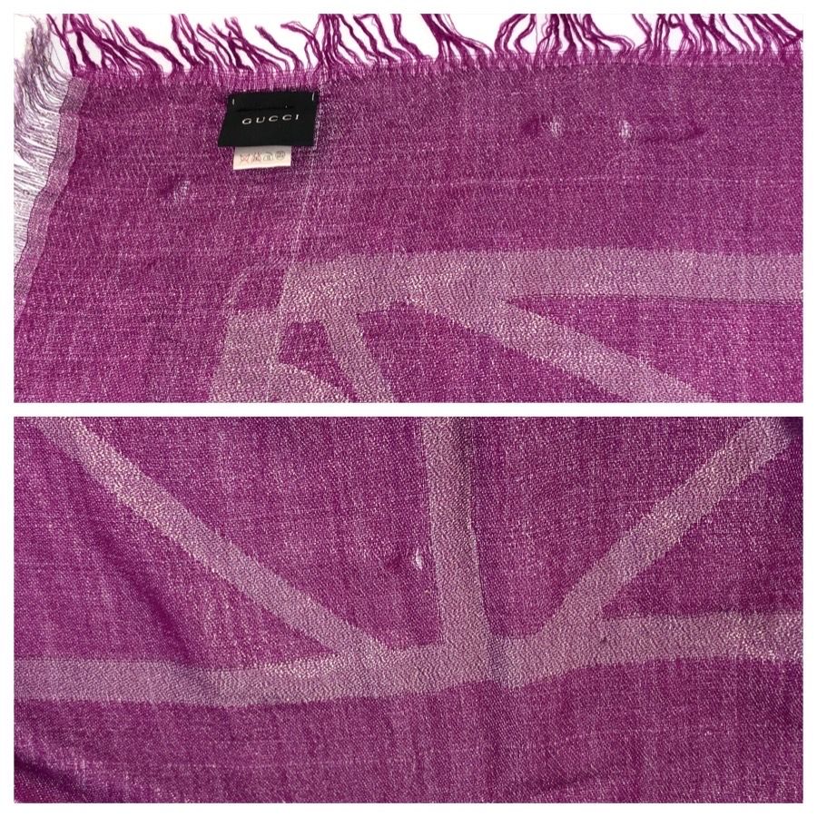 Gucci Shawl Purple Silver Glitter Rayon Wool Scarf — view 7