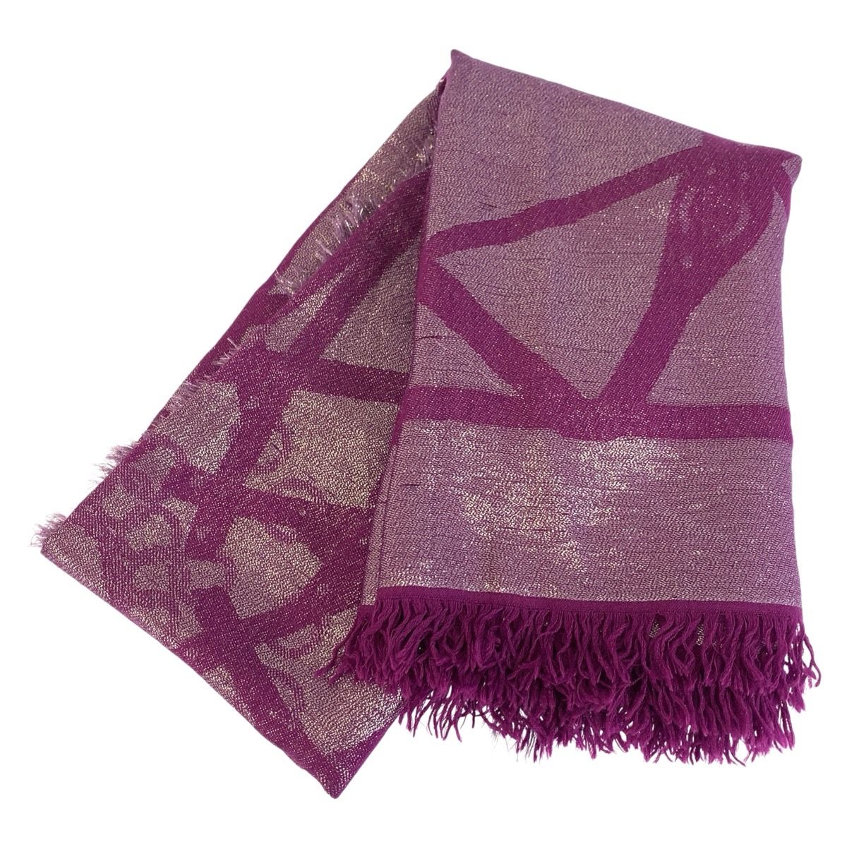 Gucci Shawl Purple Silver Glitter Rayon Wool Scarf — view 3