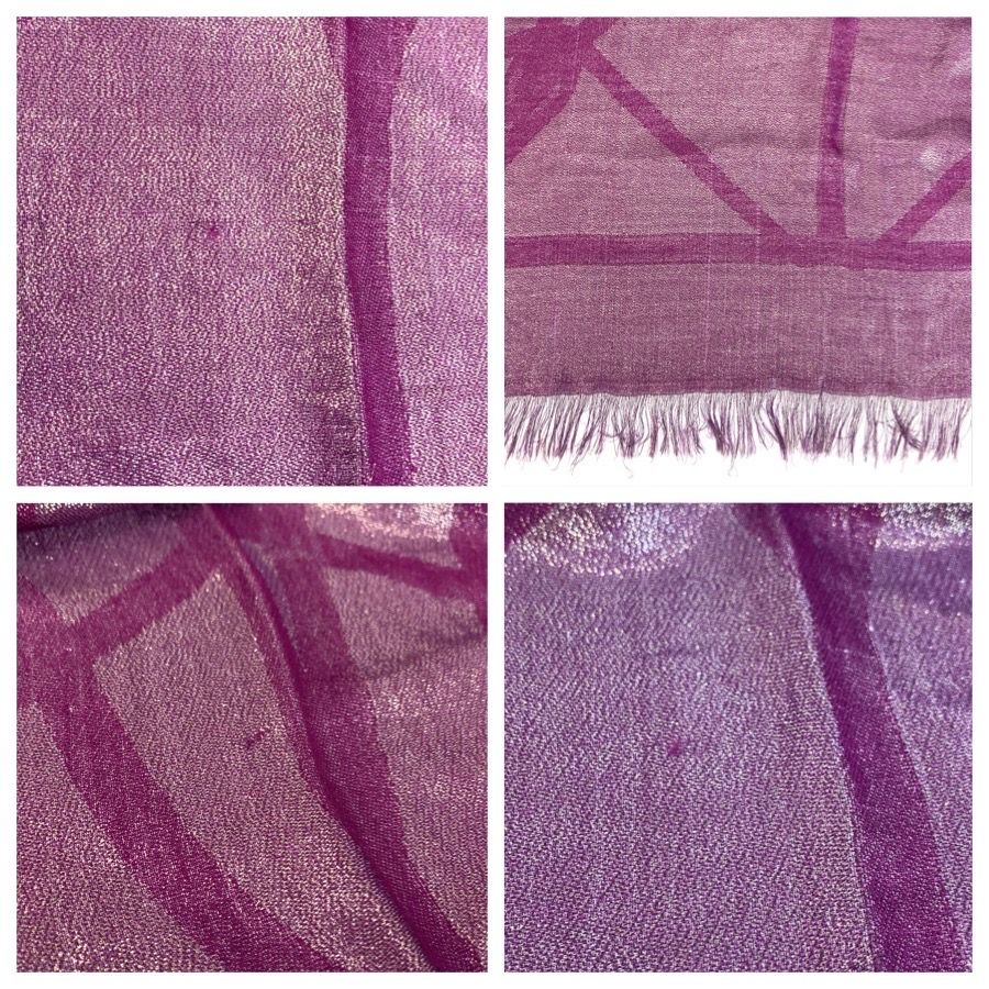 Gucci Shawl Purple Silver Glitter Rayon Wool Scarf — view 6