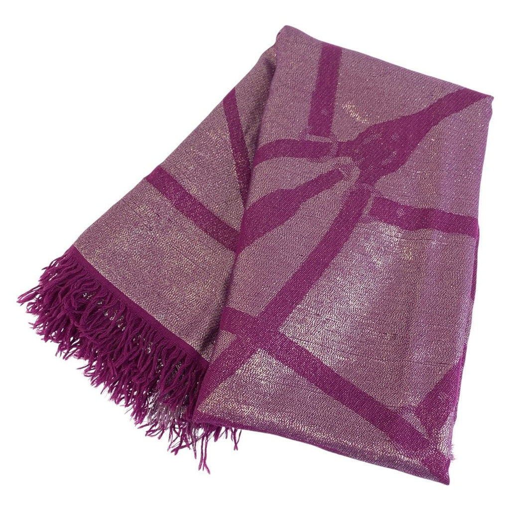 Gucci Shawl Purple Silver Glitter Rayon Wool Scarf — view 2