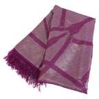Gucci Shawl Purple Silver Glitter Rayon Wool Scarf — view 2