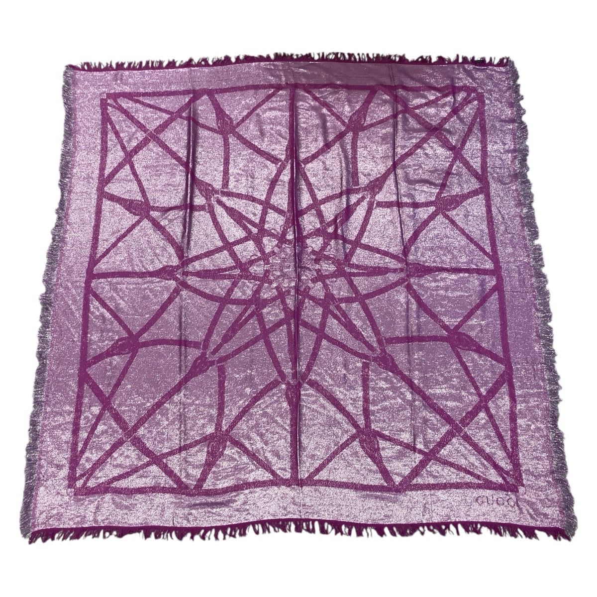 Gucci Shawl Purple Silver Glitter Rayon Wool Scarf
