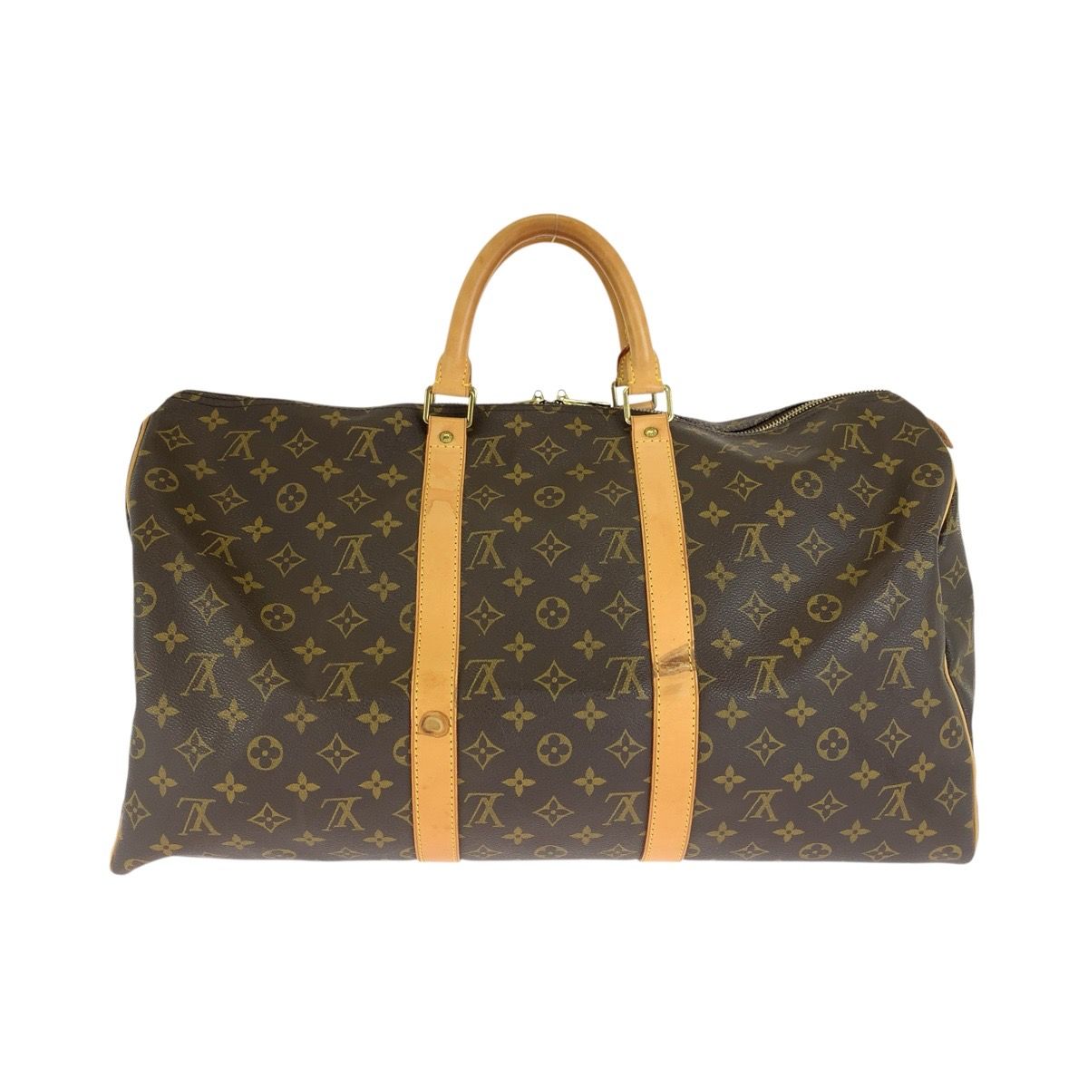 Louis Vuitton Monogram Keepall 50 Boston Bag Brown Gold Leather — view 2