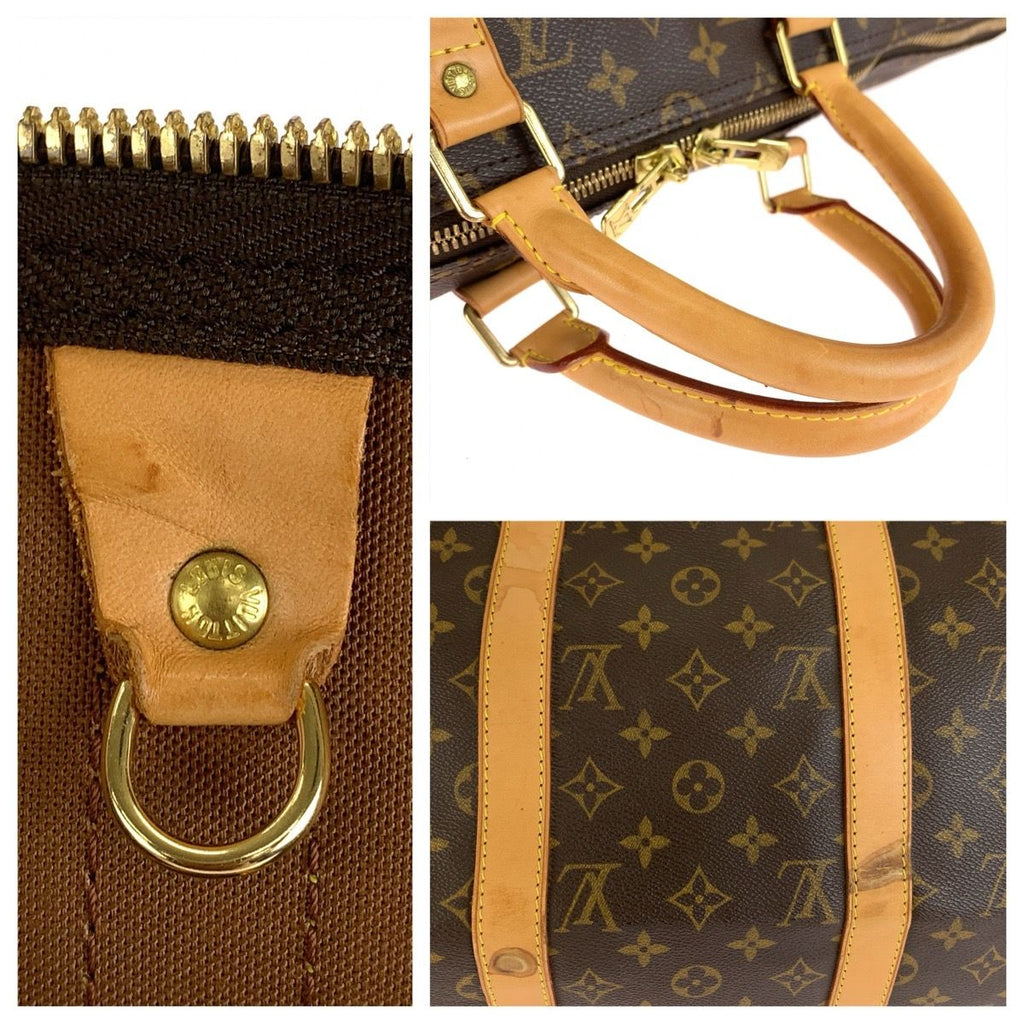 Louis Vuitton Monogram Keepall 50 Boston Bag Brown Gold Leather — view 5