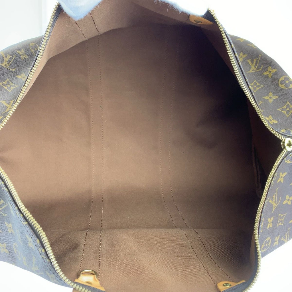 Louis Vuitton Monogram Keepall 50 Boston Bag Brown Gold Leather — view 8