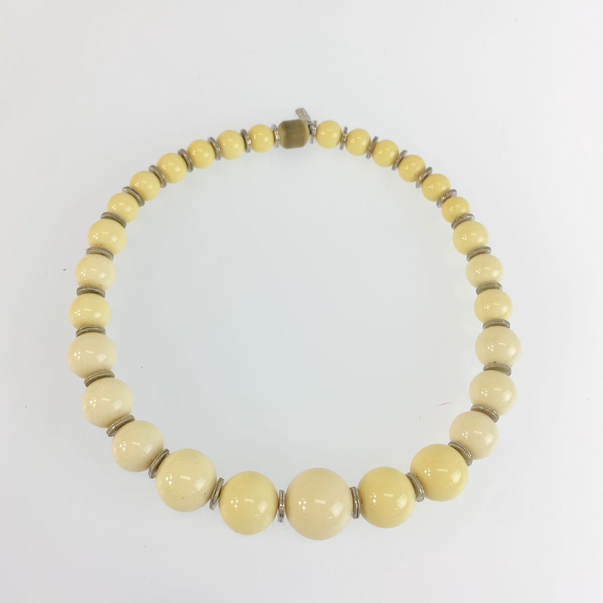 Saint Laurent Prayer Beads Necklace Cream White Natural Stone — view 3