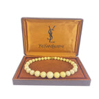 Saint Laurent Prayer Beads Necklace Cream White Natural Stone