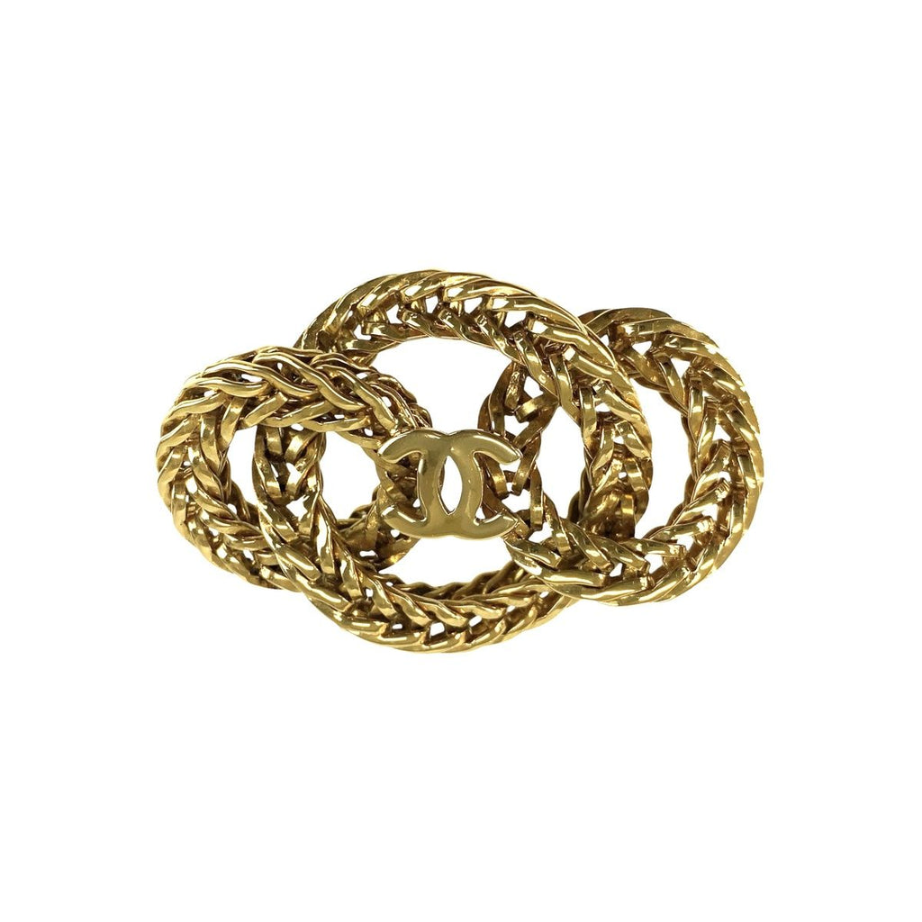 Chanel CC Logo Brooch Gold Metal