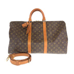 Louis Vuitton Monogram Keepall Bandouliere 50 Boston Bag Brown Gold Leather
