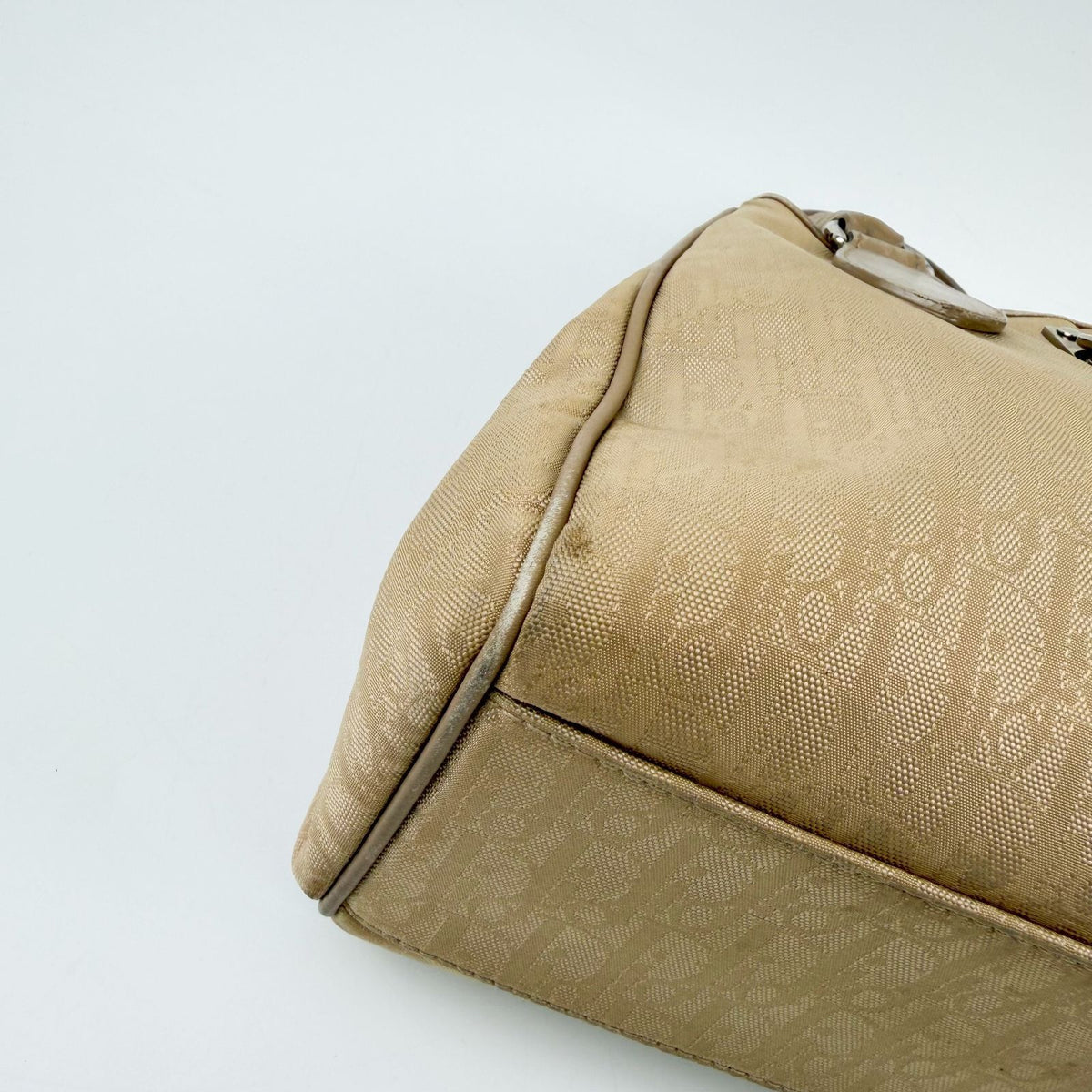 Dior Trotter Braided Handle D Charm Handbag Canvas Beige Vintage — view 6