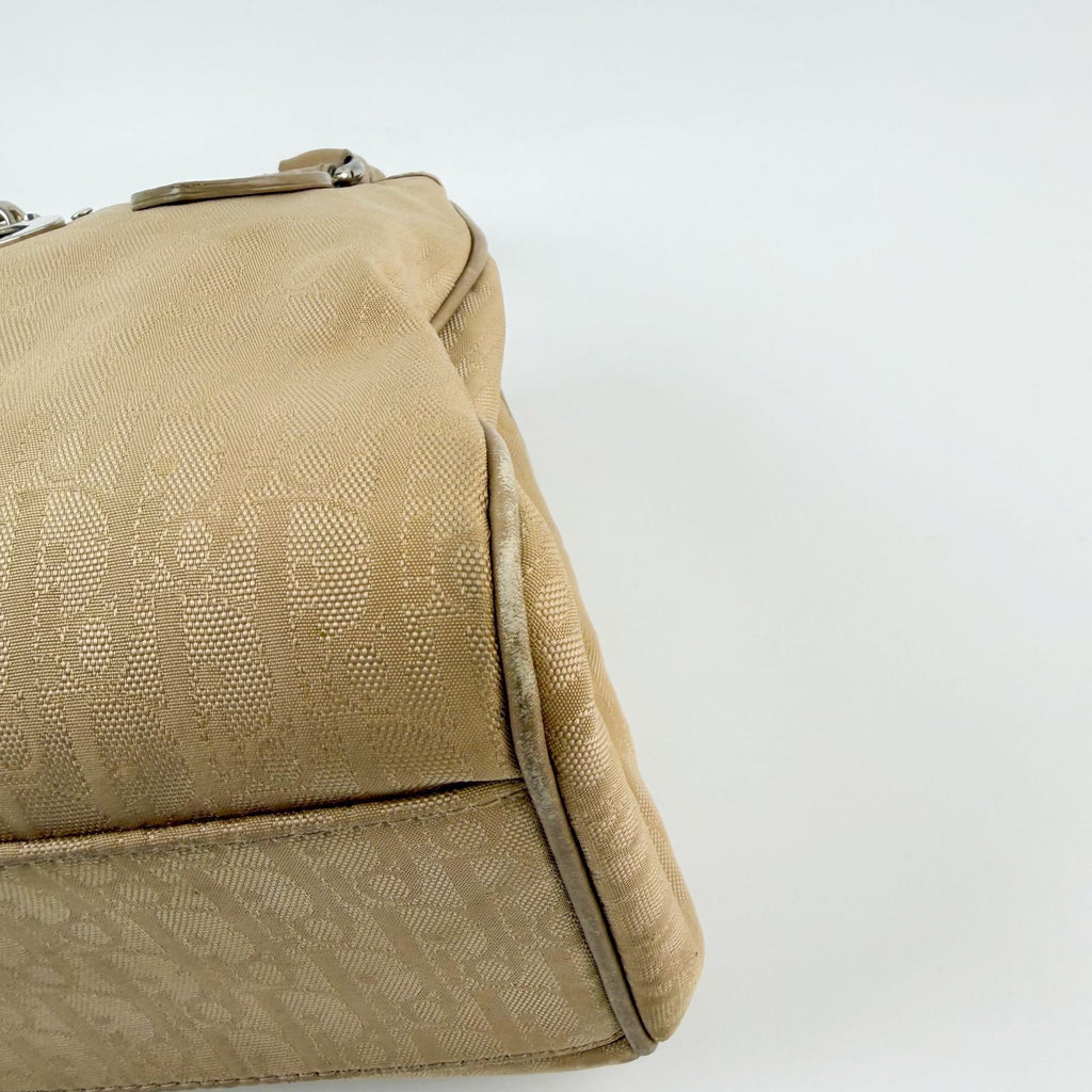 Dior Trotter Braided Handle D Charm Handbag Canvas Beige Vintage — view 7
