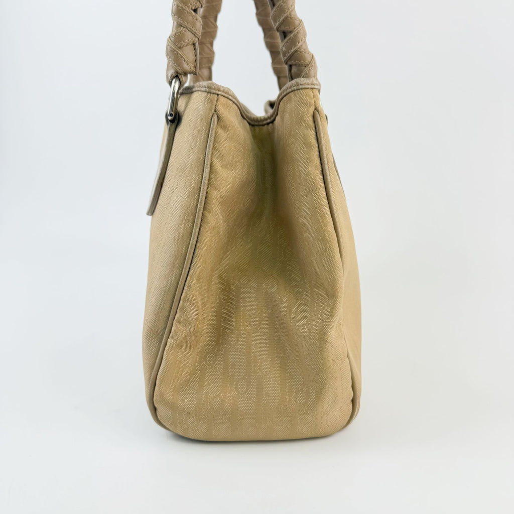 Dior Trotter Braided Handle D Charm Handbag Canvas Beige Vintage — view 3