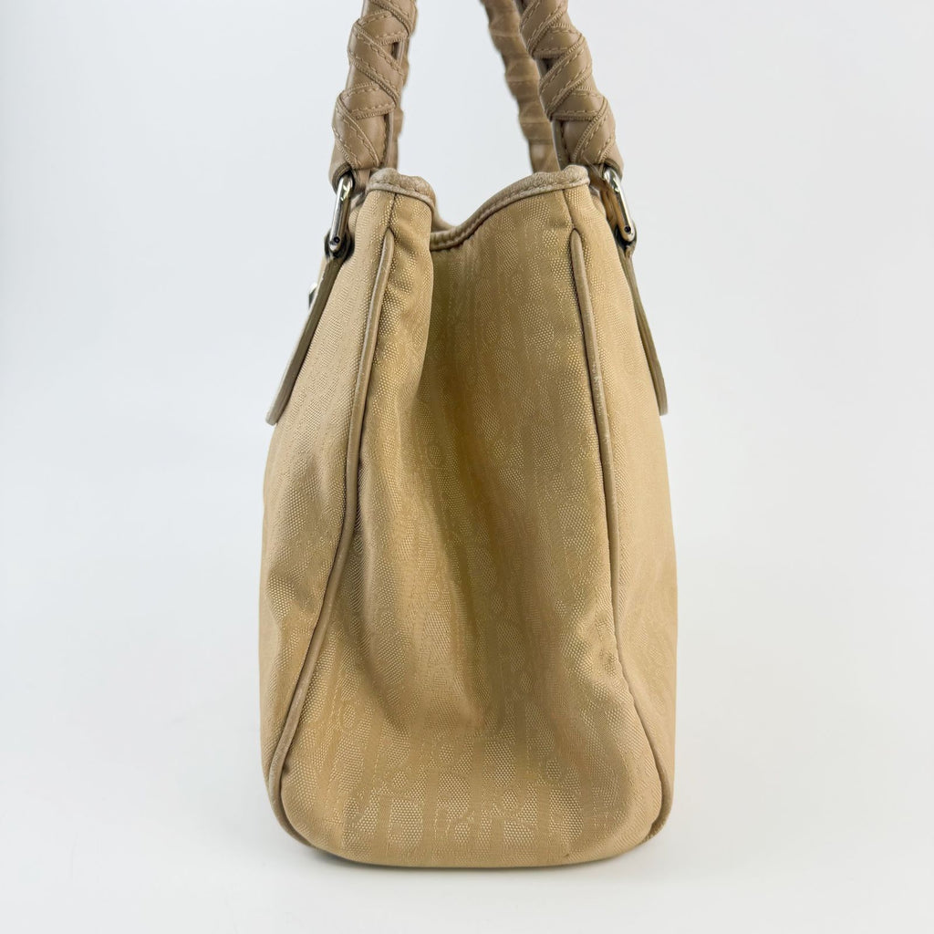 Dior Trotter Braided Handle D Charm Handbag Canvas Beige Vintage — view 4