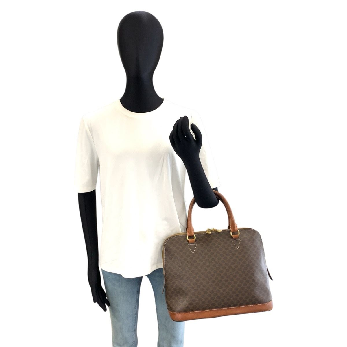 Celine Macadam Handbag Brown Gold Leather — view 8