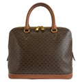 Celine Macadam Handbag Brown Gold Leather