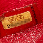 Chanel Quilted CC Logo Chain Shoulder Bag Pochette Red Silver Lambskin — view 6