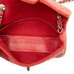 Chanel Quilted CC Logo Chain Shoulder Bag Pochette Red Silver Lambskin — view 4