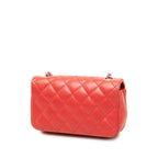 Chanel Quilted CC Logo Chain Shoulder Bag Pochette Red Silver Lambskin — view 2