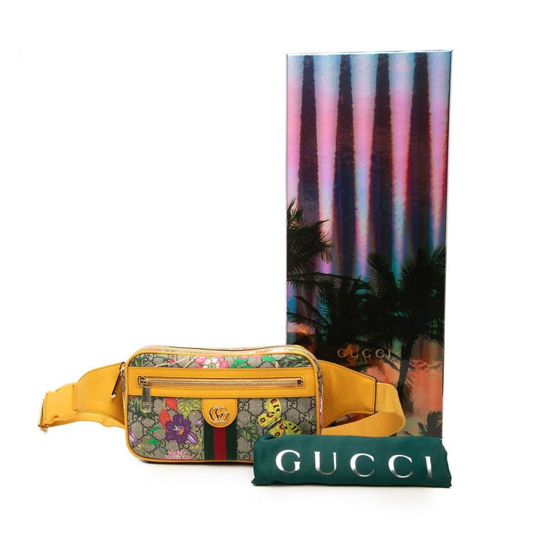 Gucci Ophidia GG Flora Belt Bag Yellow Multicolor Leather — view 7