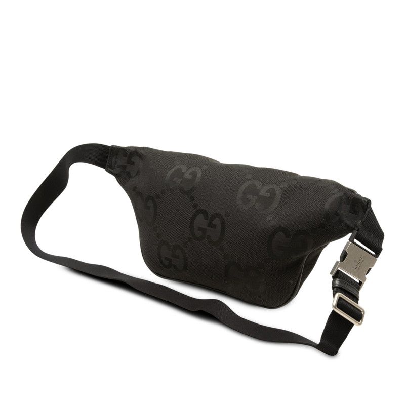 Gucci Jumbo GG Belt Bag Black Canvas Leather — view 2