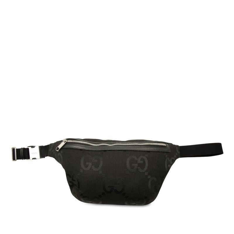 Gucci Jumbo GG Belt Bag Black Canvas Leather