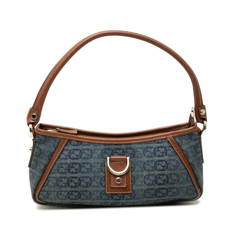 Gucci Abbey Bag Handbag Blue Brown Denim Leather