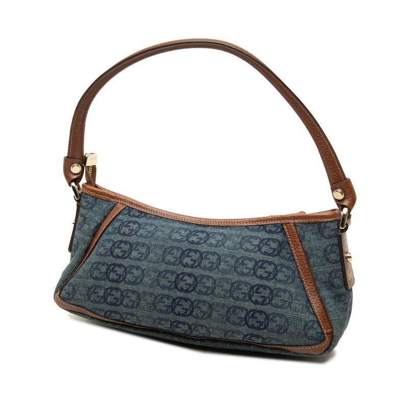 Gucci Abbey Bag Handbag Blue Brown Denim Leather — view 2