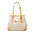 Louis Vuitton Damier Azur Hampstead MM Tote Shoulder Bag White Leather