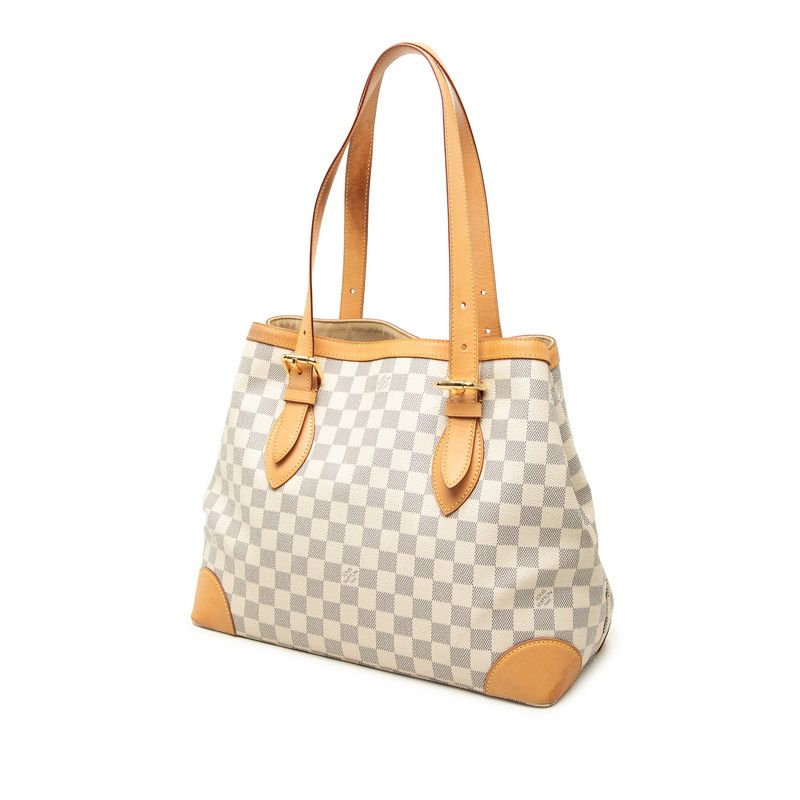 Louis Vuitton Damier Azur Hampstead MM Tote Shoulder Bag White Leather — view 2