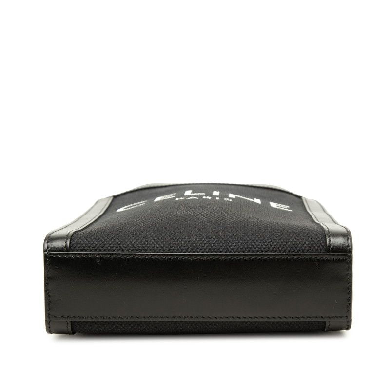 Celine Mini Vertical Cabas 2-Way Shoulder Bag Black Canvas Leather — view 3