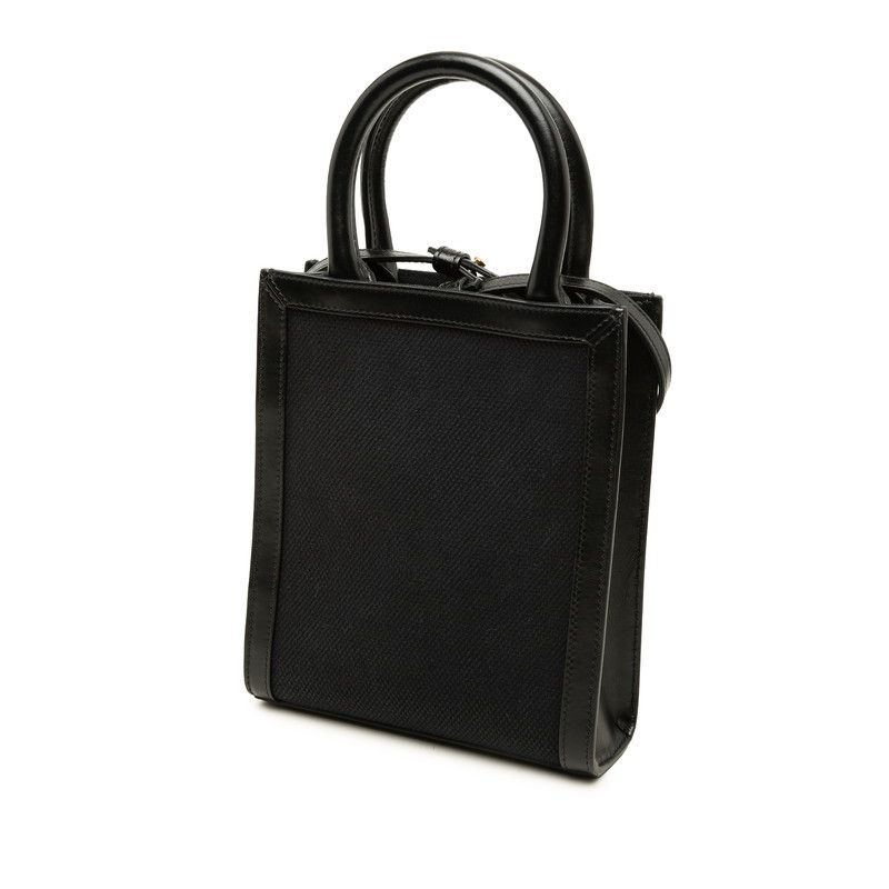 Celine Mini Vertical Cabas 2-Way Shoulder Bag Black Canvas Leather — view 2