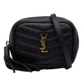 Saint Laurent YSL Logo Baby Lou Crossbody Chain Shoulder Bag Pochette Black