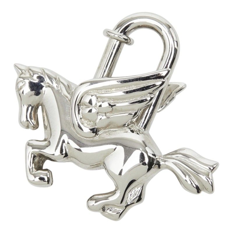 Hermes Pegasus Motif Spring Type Silver Metal
