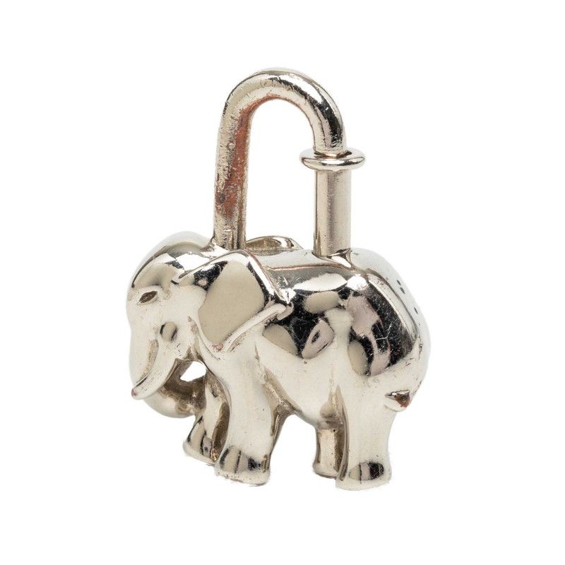 Hermes Elephant Motif Charm Silver Metal Keychain — view 3
