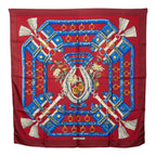 Hermes Carre 90 Aux Champs Field Scarf Large Red Multicolor Silk