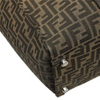 Fendi FF Logo Zucca Pattern Tote Shoulder Bag Brown Leather Jacquard — view 7