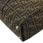 Fendi FF Logo Zucca Pattern Tote Shoulder Bag Brown Leather Jacquard — view 6
