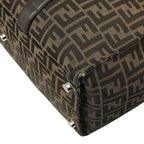 Fendi FF Logo Zucca Pattern Tote Shoulder Bag Brown Leather Jacquard — view 4