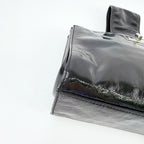 Chanel Turnlock One Handle Mini 2.55 Handbag Patent Leather Black Silver Seal — view 7
