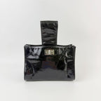 Chanel Turnlock One Handle Mini 2.55 Handbag Patent Leather Black Silver Seal — view 2