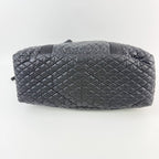 Chanel CC Logo Quilted Belt Handle Tote Shoulder Bag Black Silver Seal Vintage — view 5