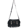 Prada Studded Nylon Shoulder Bag Black